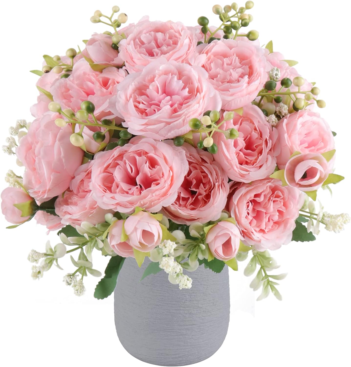 huixiaoqing 2 Bunches Artificial Peony Silk Flowers, Faux Peonies Flower Bouquet for Wedding Party Table Centerpieces Floral Arrangement Home Kitchen Decor (Pink)