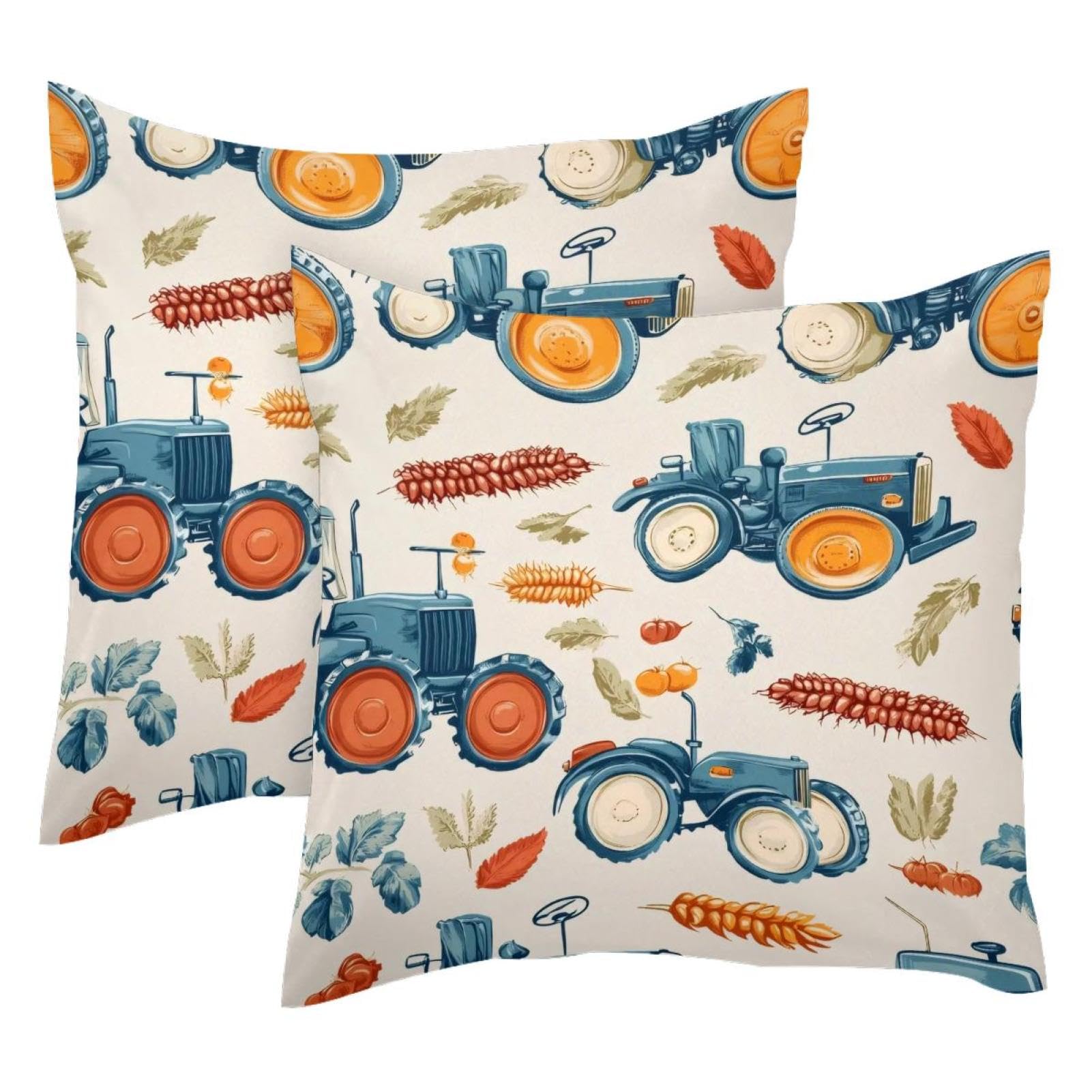 Housse de coussin en velours tracteur 50x50 cm lot de 2