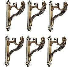 Arena Heavy Designer Aluminum Brass Antique Curtain Holder | Parda Holder for Door and Window 1 Inch Rod Curtain Brackets Set ( Pack of 6 )