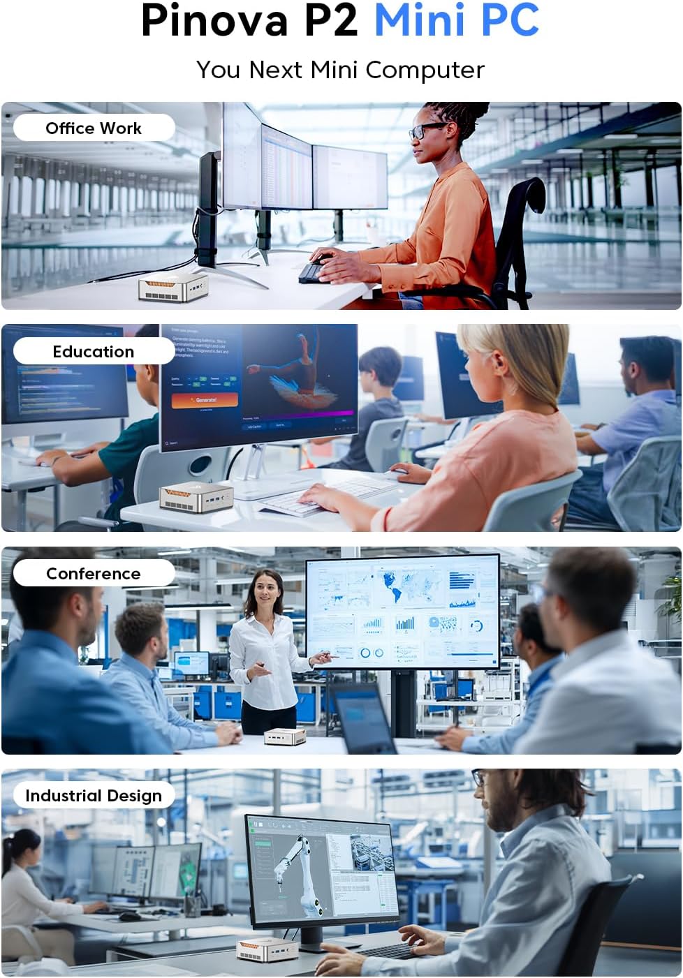 KAMRUI Pinova P2 Mini PC 16GB RAM 512GB SSD, AMD Ryzen 4300U(Beats 3500U/3550H/N150/N95,Up to 3.7 GHz) Mini Computers,Triple 4K Display/HDMI+DP+Type-C/WiFi/BT for Home/Business Mini Desktop Computers - Image 9