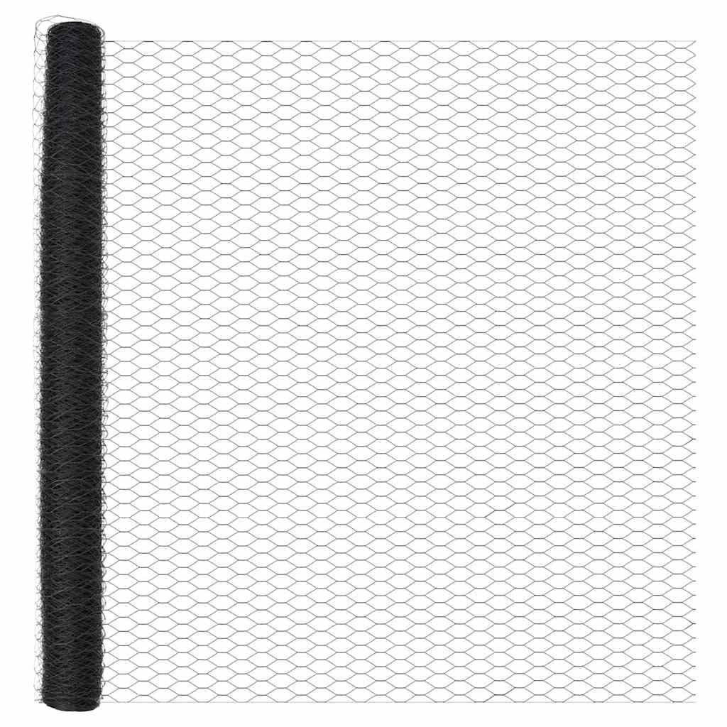 Outdoor Fence Post Grey 10 x 1.6 m 50 mm Mesh Steel and PVC Garden Security Barrier Corrosion Resistant Weatherproof Easy Assembly for Terrace Lawn