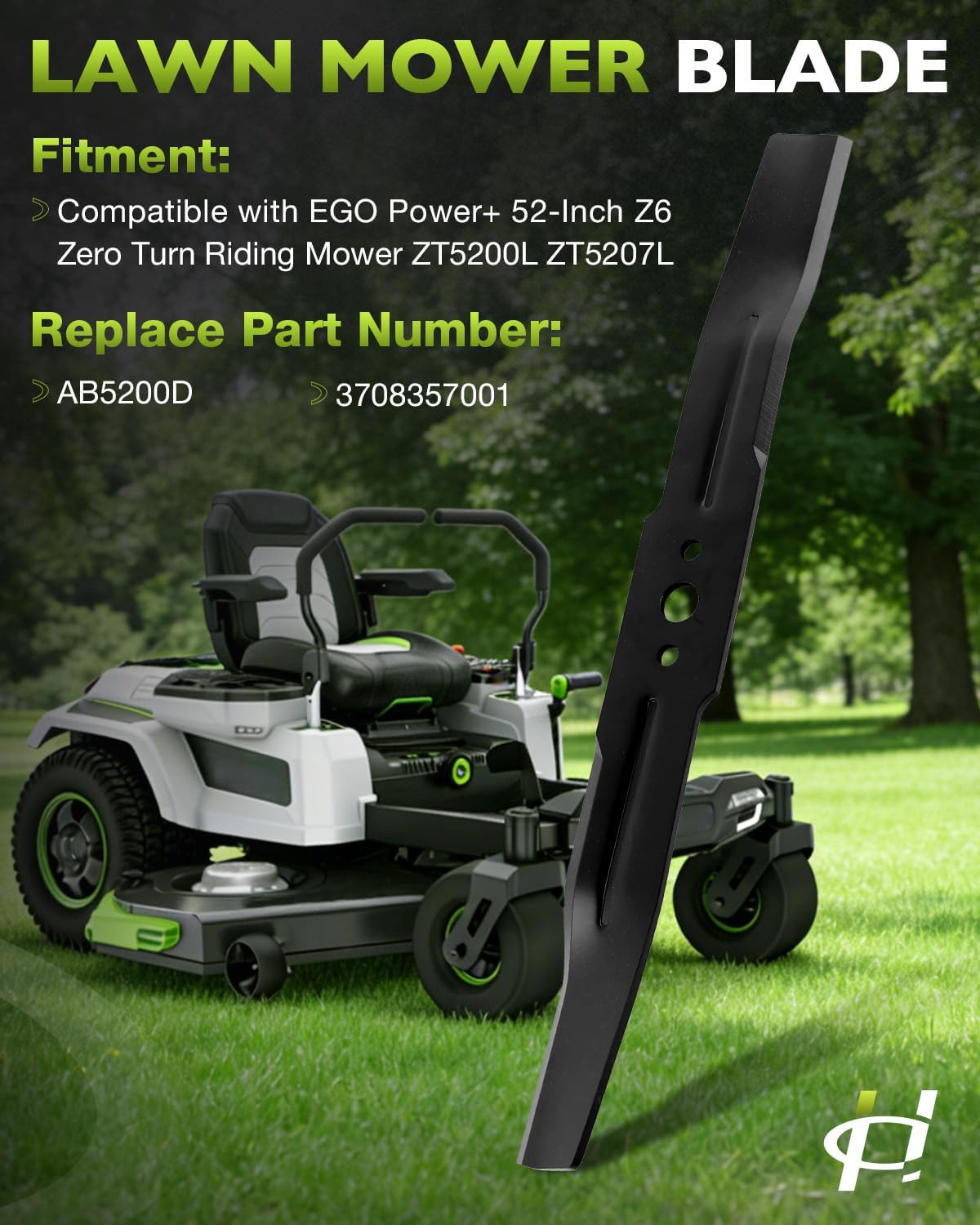 HQPASFY AB5200D Lawn Mower Blades Compatible with EGO Power+ 52-Inch Z6 Zero Turn Riding Mower ZT5200L ZT5207L, 3 Pack