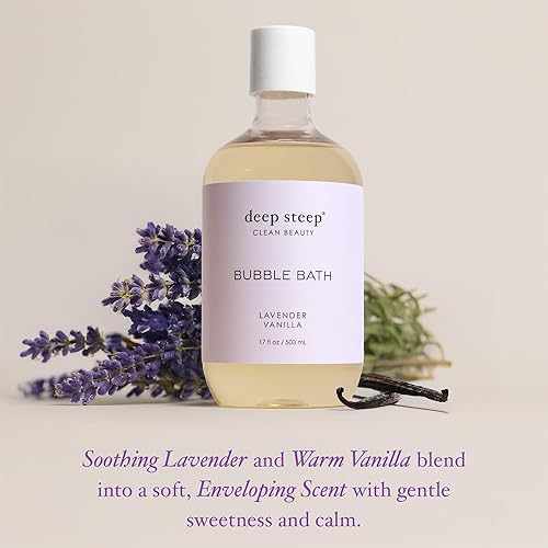 Miniatura 25 de Deep Steep Baño de burbujas, manzanilla lavanda, 17 onzas (paquete de 2) – Remojo calmante con manteca de karité, aceite de argán, aloe vera