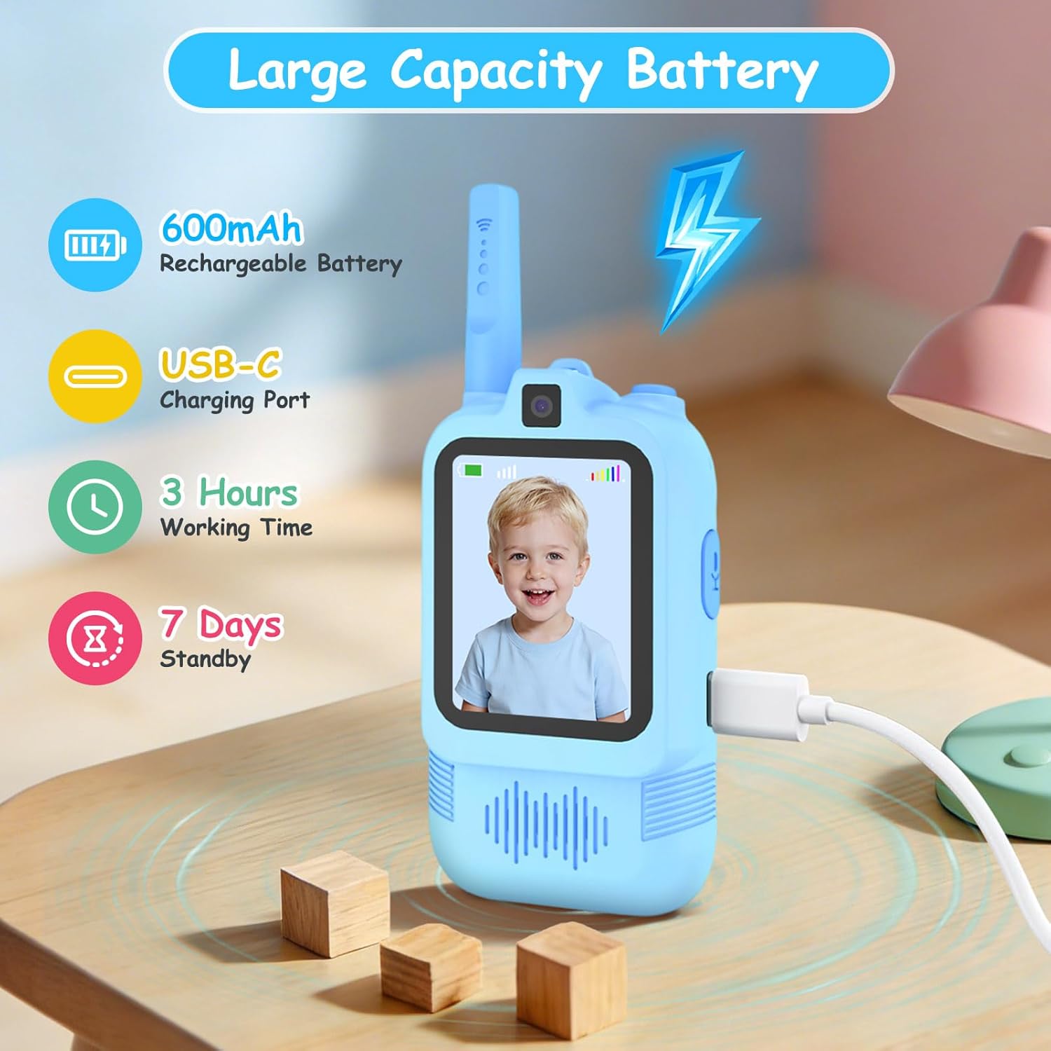 Video Walkie Talkies for Kids with Front and Rear Cameras, 2 Pack Long Range Rechargeable Kids Walkie Talkies with Video Call, Walkie Talkies Toy Gift for Indoor Outdoor Camping Hiking Boys Girls