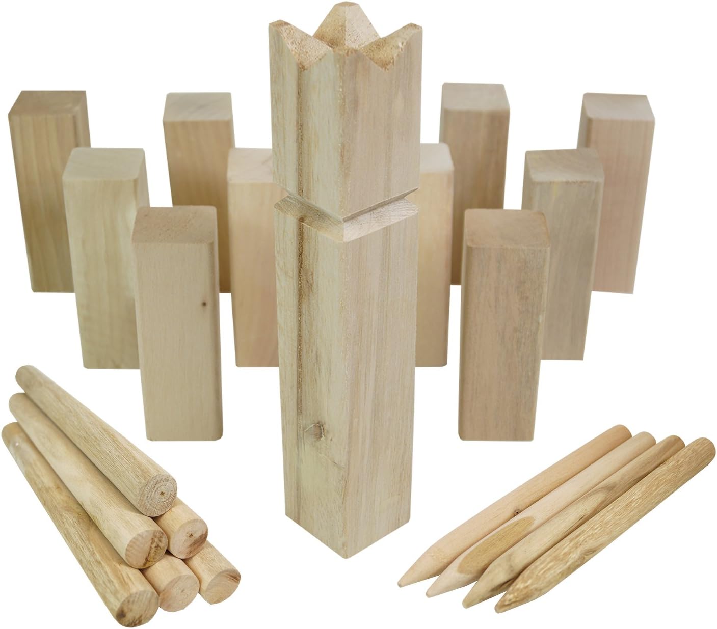 Moorland Kubb Garden Game Knut Viking Lawn Swedish Pine Wood Block Game (Medium, 21-Piece)
