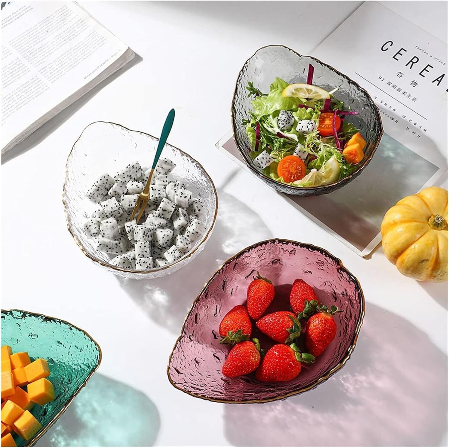 Saladiers à fruits, Bol à Dessert for salade de fruits Transparent(Gris)