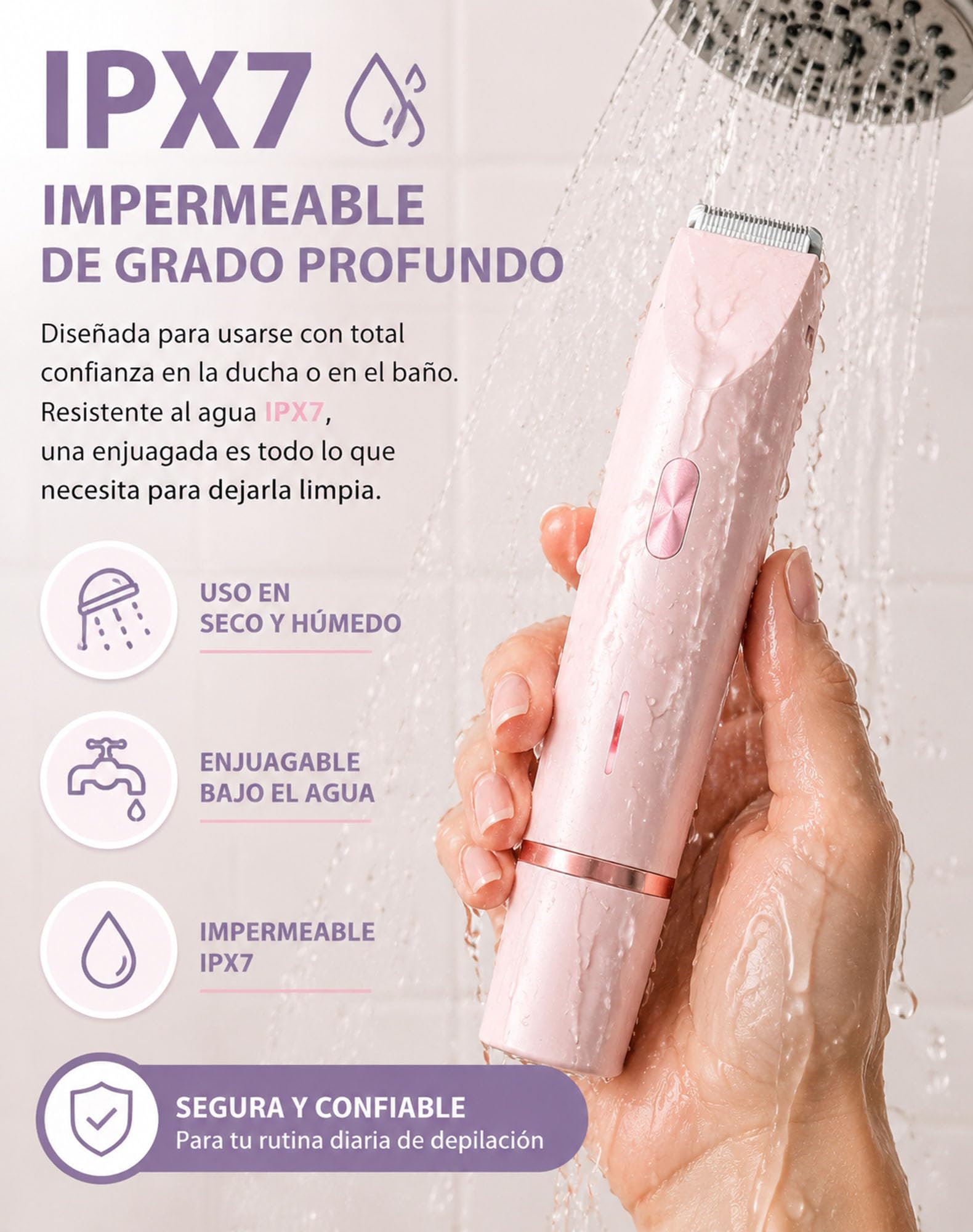 Razerly — Maquinilla 2 En 1 Para Bikini Y Cuerpo Razerly, IPX7 100% Waterproof Para Wet and Dry Use, Razerly Maquinilla Mujer 2 En 1 Con Cabezal Antirritación Para Resultado Suave Y Duradero (Morado)
