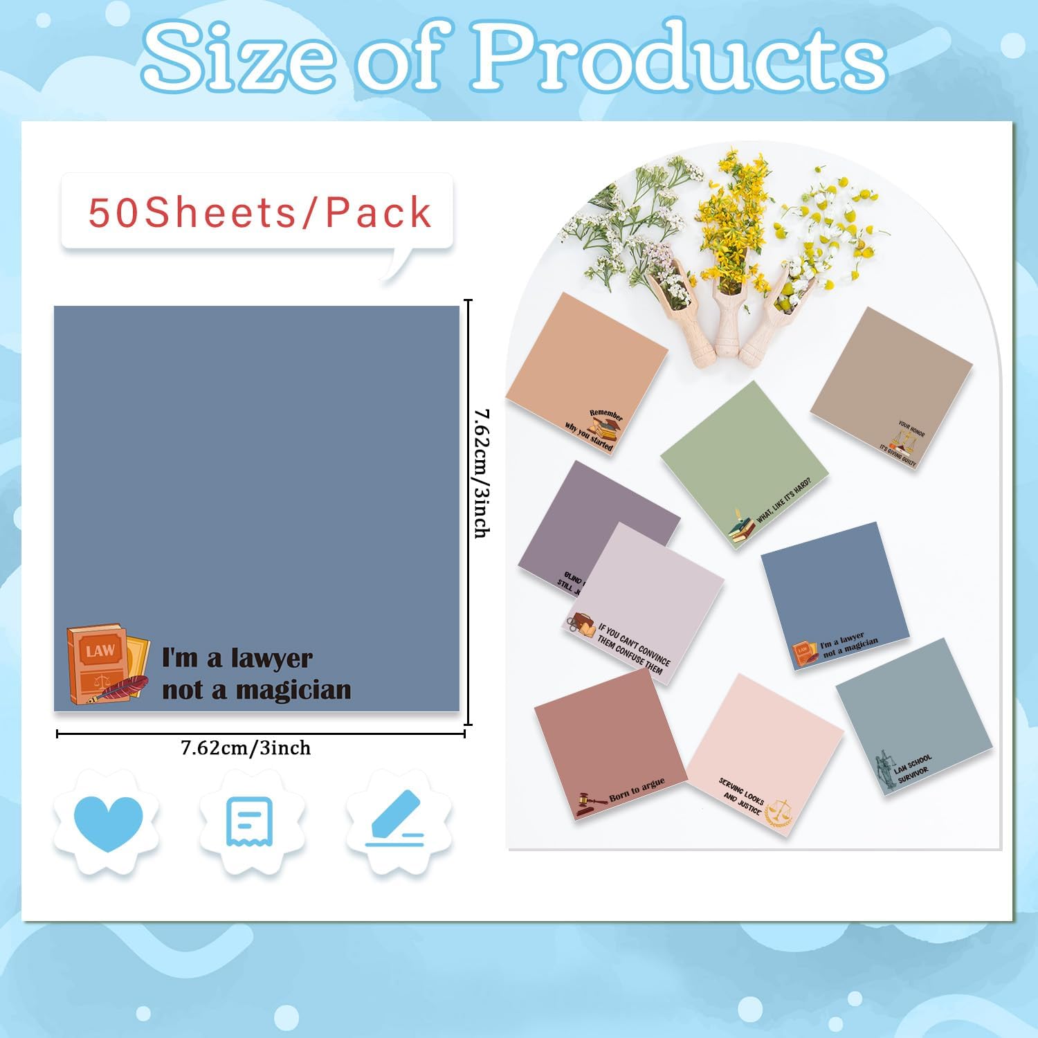 Attorney Sticky Notes 3x3 Gifts for Lawyers 9-Pack image 2