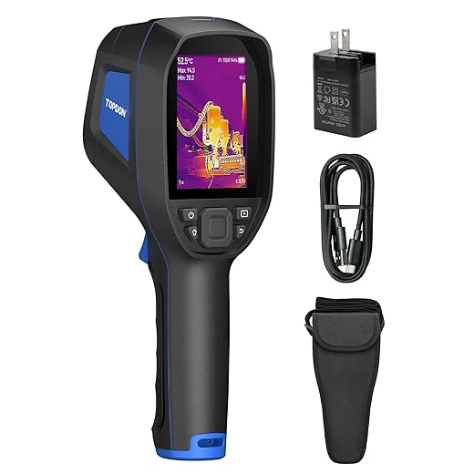 TOPDON TC004 Thermal Imaging Camera, 256 x 192 IR High Resolution 12-Hour Battery Life Handheld Infrared Camera with PC Analysis and Video Recording Supported, 16GB Micro SD Card