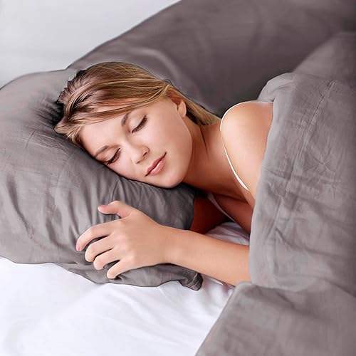 Miniatura 7 de Color Remedy Juego de funda de edredón gris tamaño individual  Juego de funda de edredón individual súper suave  2 piezas de mezcla de algodón