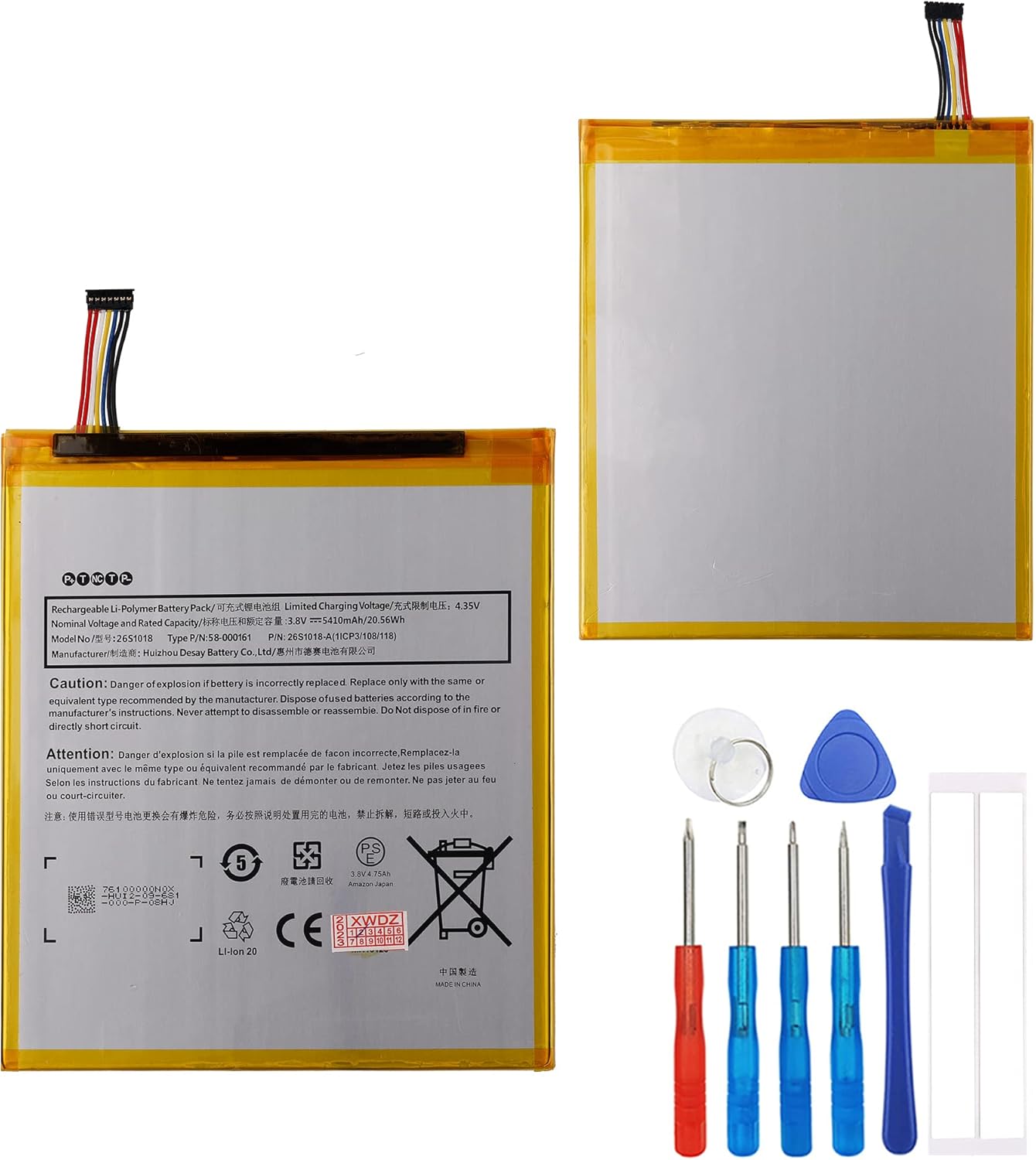Replacement Battery 58-000161 26S1018 Compatible with HD 8 6th Generation PR53DC with Repair Tool Kit