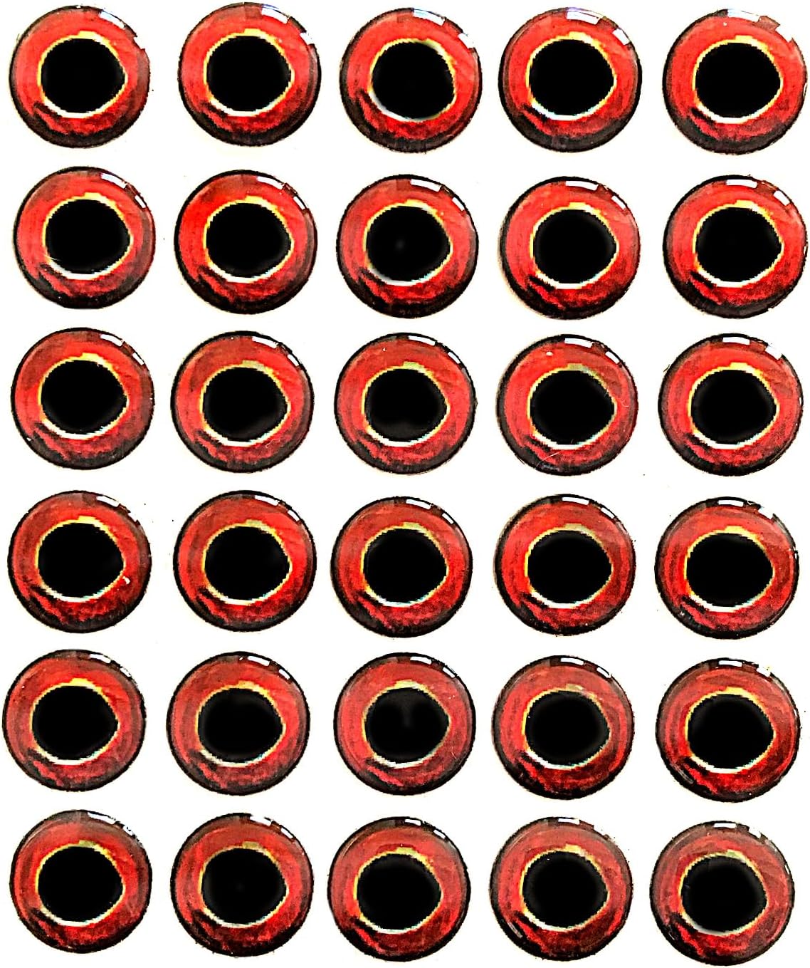 Brule 3-D Holographic Epoxy Fish Eyes (5mm-20mm) 60 Pack, Handpoured, Fishing Fly Tying Lures DIY Crafts