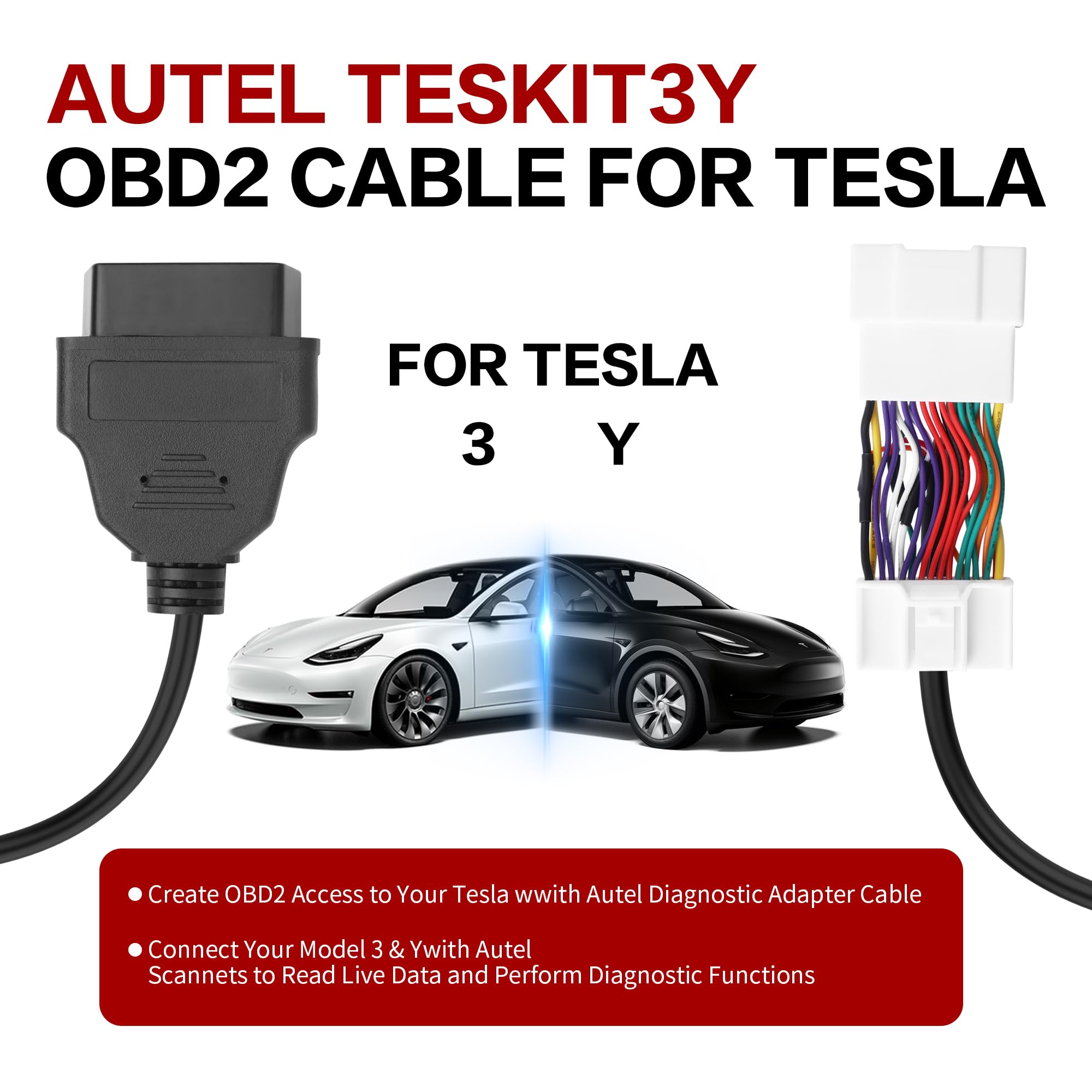 OBD2 verloopadapter voor Tesla Model 3 en Model Y