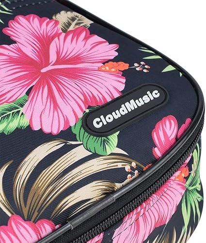 Miniatura 35 de CLOUDMUSIC Funda para ukelele - Mochila acolchada para soprano de 21 pulgadas (soprano, bordado de flores de pavo real azul)