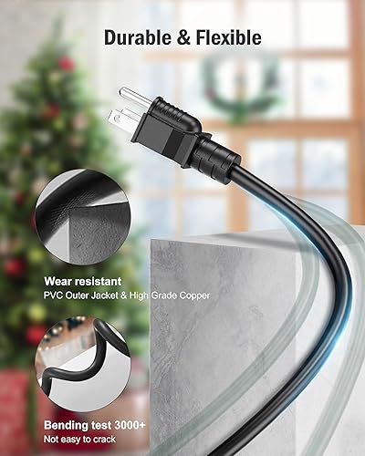 Miniatura 9 de Cable de extensión para exteriores, múltiples salidas, cable de extensión de luz de Navidad de 25 pies, espaciado uniformemente, 3 enchufes con