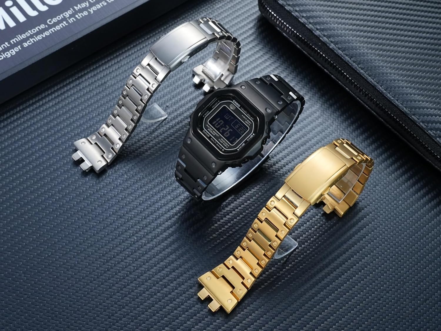 Compatible with G-SHOCK Casio Silver Square 3459 GMW-B5000 Series Case and Strap Accessories, Lightweight Titanium Alloy Set