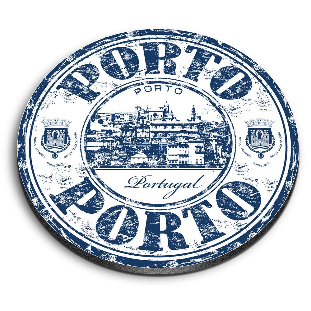 Destination Vinyl Ltd Multicolor 1 X Round Mdf Magnet - Porto Portugal Travel Stamp Holiday 5015