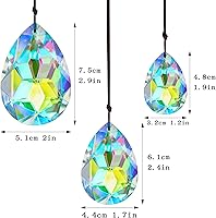 Vista 6 de 3 piezas de prismas de cristal de 2/2.5/3 pulgadas, atrapasoles de candelabro, adornos colgantes coloridos de Bauhinia, creadores de arcoíris
