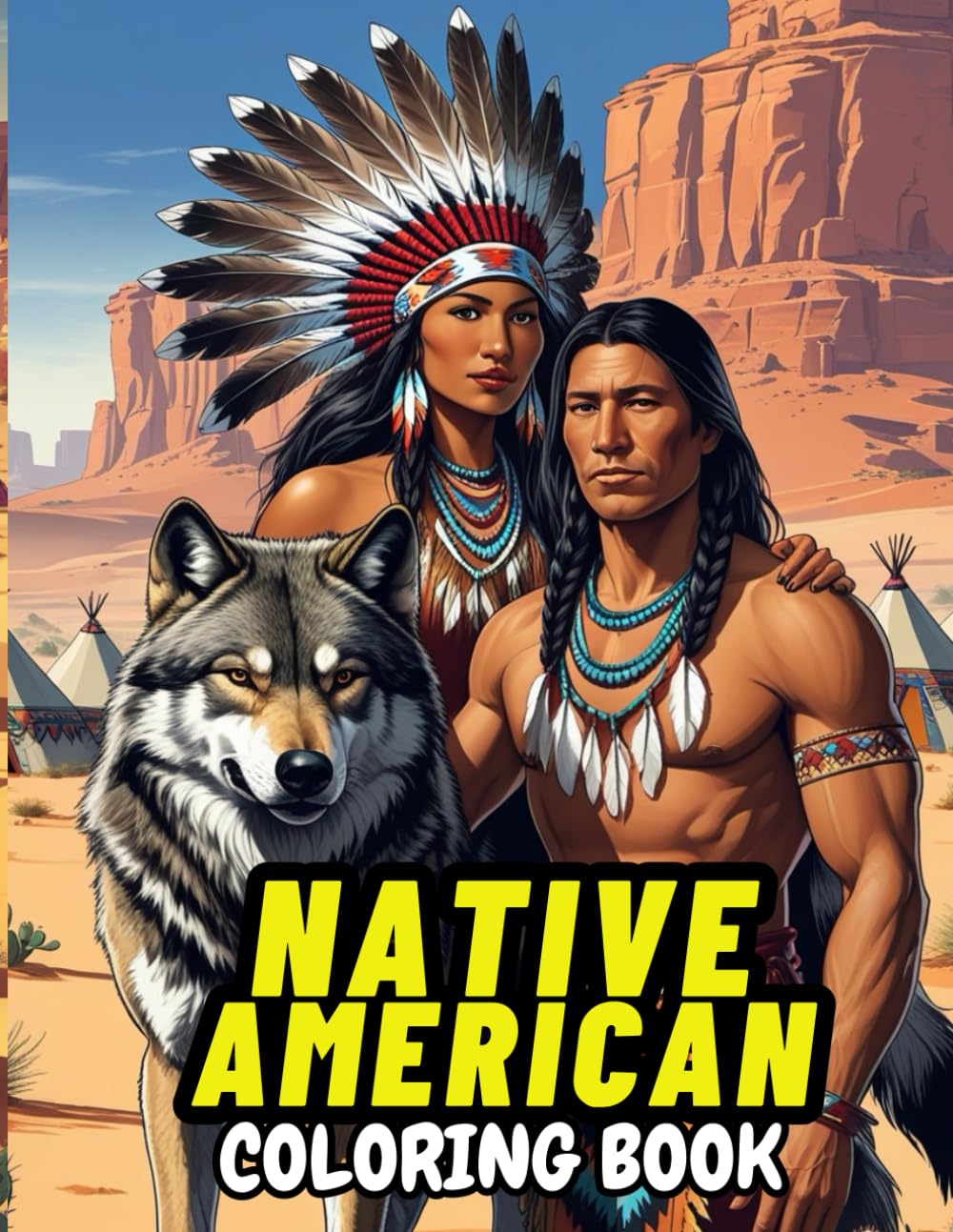 Native American Coloring Book For Adults: 50 Intricate Coloring Pages, Beautiful and Charming Native Indian Women Feather Headdress Great For Stress ... Indigenous American Culture Heritage