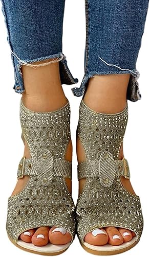 Miniatura 3 de Rvidbe Pantuflas para mujer en interiores, para verano, para mujer, sandalias planas con hebilla y correa de playa, zapatos para caminar