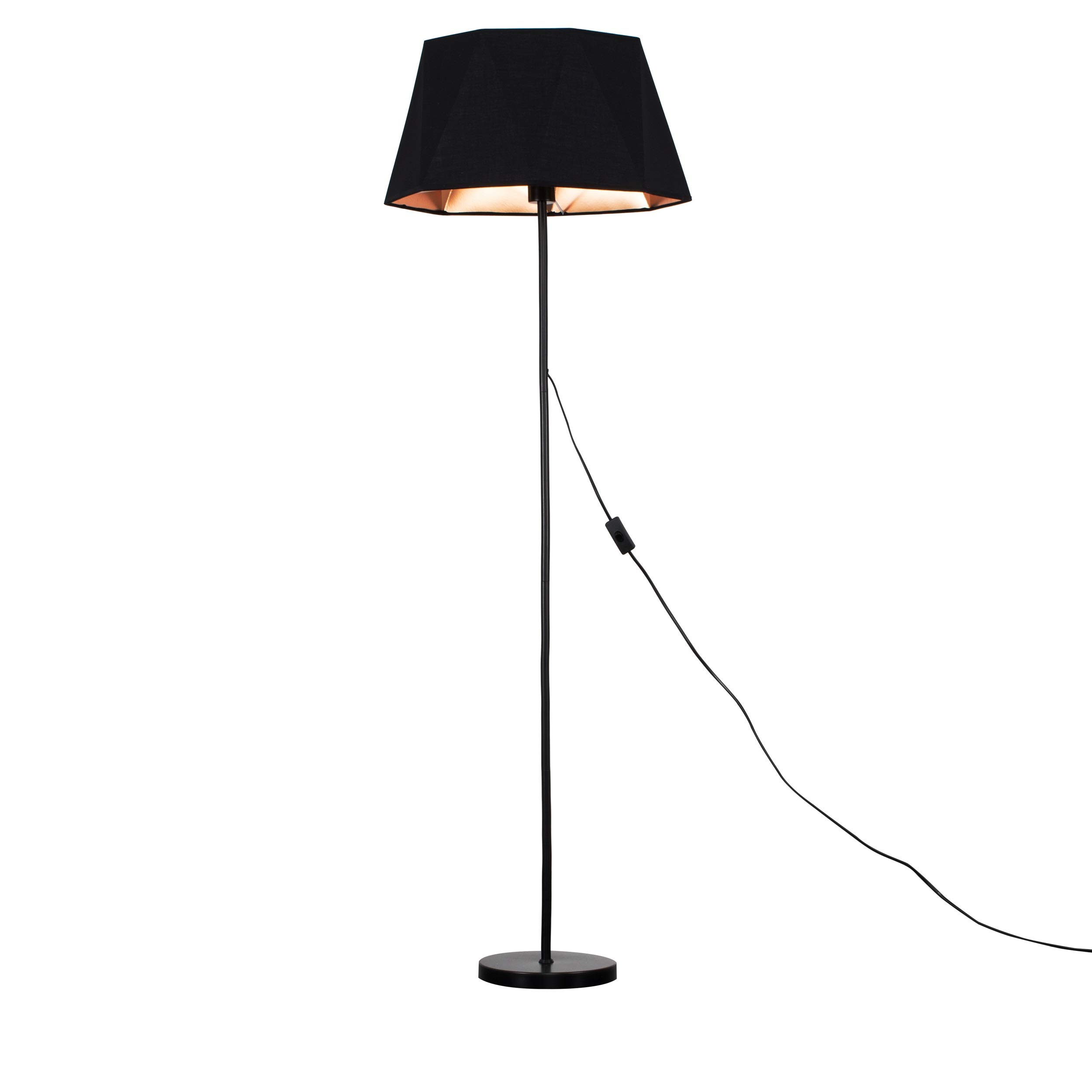 MiniSun | Modern Floor Lamp in a Black Metal Finish with a Black/Copper Geometric Shade | Floor Lamps & Torchieres, Home Décor & Improvement Essential