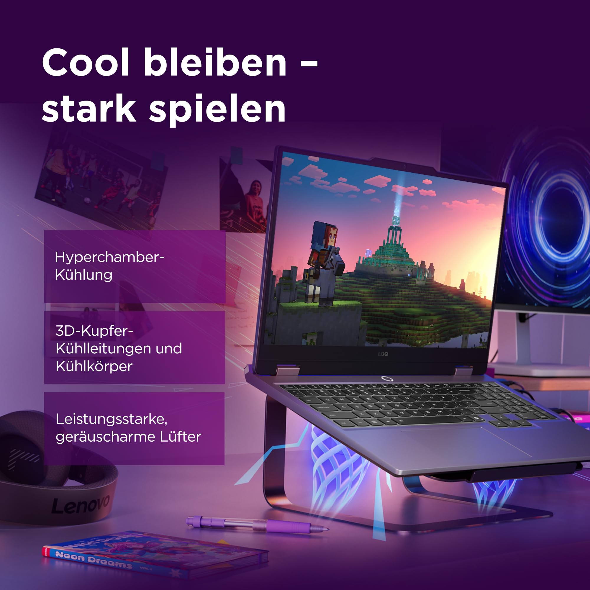 Lenovo LOQ Gaming AI Laptop | 15.6" Full HD 144Hz | NVIDIA GeForce RTX 5060 8GB | AMD Ryzen 7 250 | 16GB RAM | 1TB SSD | Win11 | QWERTZ | Weiss-Beleuchtete Tastatur | Grau | 3 Monate Game Pass