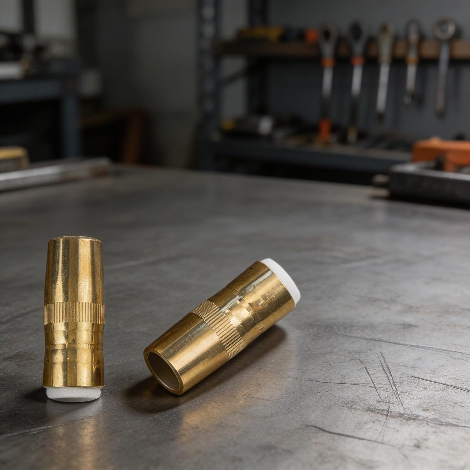5-Pack NS-5818B Welding Nozzles for Bernard Style DS-1 Diffuser and T-Series Tips, 5/8" x 1/8" Recess Brass Copper Contact Parts for MIG Accessories Bulk Replacement