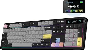 EPOMAKER TH108 PRO Full Size Mechanical Keyboard with Screen & Knob, Wireless Gaming Keyboard with 10000mAh, Creamy Gasket, Hot Swap, Custom Driver, RGB Backlight (Black, Creamy Jade)