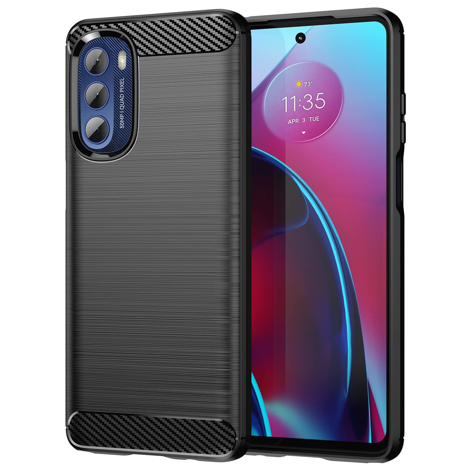 KEEPCA for Moto G Stylus 5G 2022 Slim case,Thin Soft Silicone Flexible TPU Rubber Carbon Fiber Anti-Scratch Shockproof Protective Cases Cover for Motorola G Stylus 5G 2022,Brushed Black