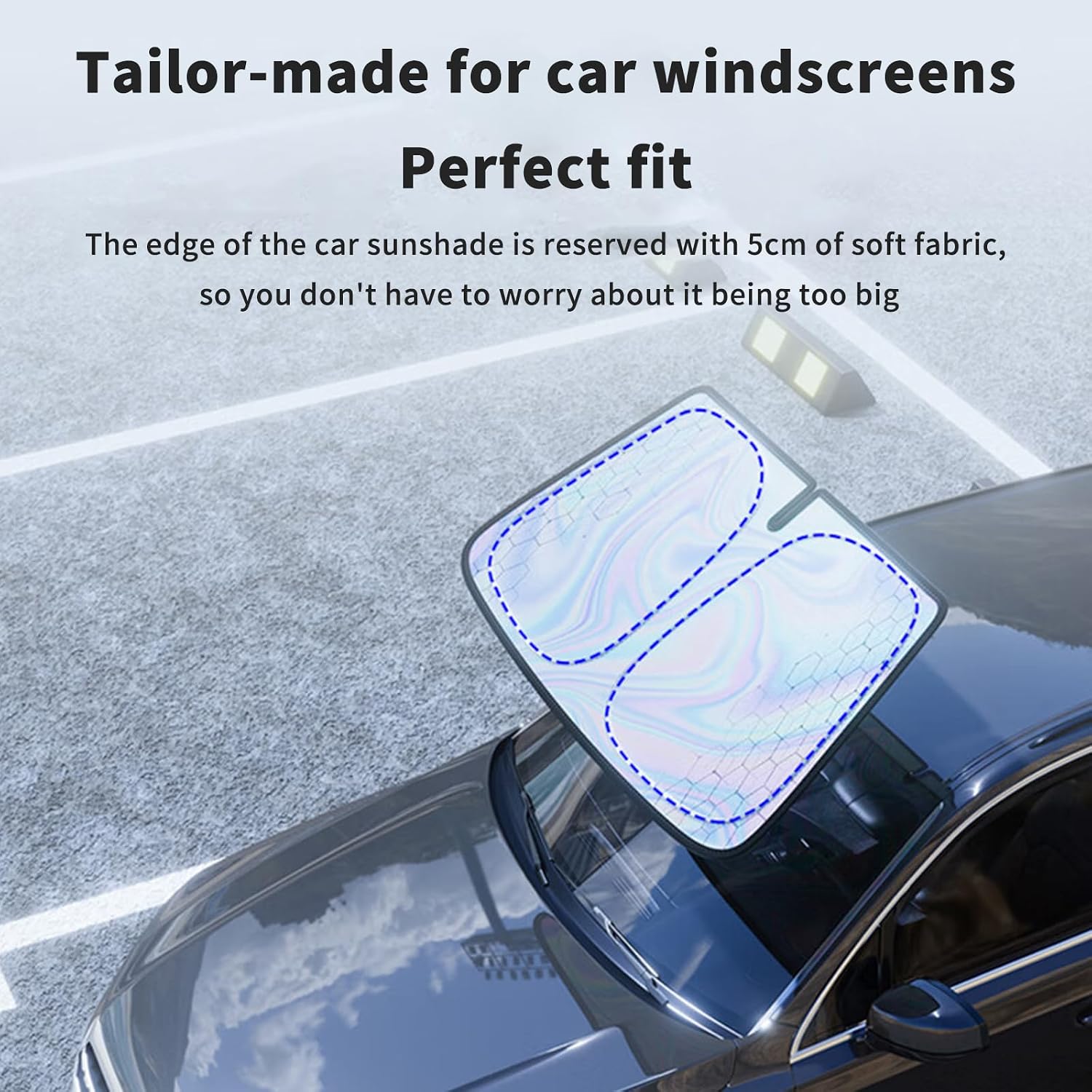 Kwak's Car Windshield Sun Shade for SUV Truck Van, Iridescent Foldable Sunshade Blocks 99% UV Rays, Reflective Heat Shield Keeps Car Cool, Easy Twist & Fold Storage, 57.09" x 31.5" (L)