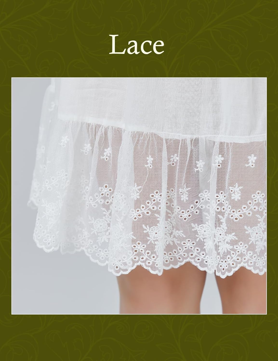BEAUTELICATE 100% Cotton Half Slip Skirt Extender with Lace Trim Vintage Underskirt - Image 5