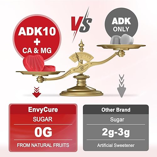 Miniatura 7 de Vitamina ADK 10 gomitas sin azúcar, con vitamina A, D3 10000IU, K2 MK-7, 300 mg de citrato de calcio, magnesio, vitamina C y E, fortalecen extra