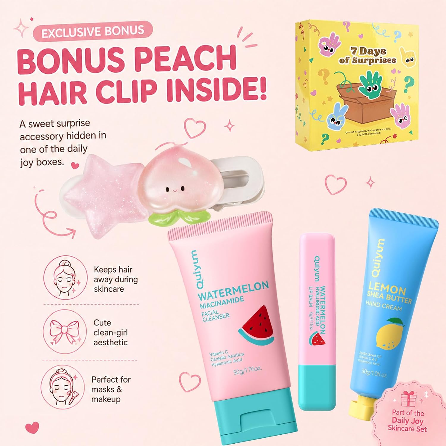 QUIYUM 7 Day Fruit Skincare Gift Set Sweet Surprise Beauty Kit for Women