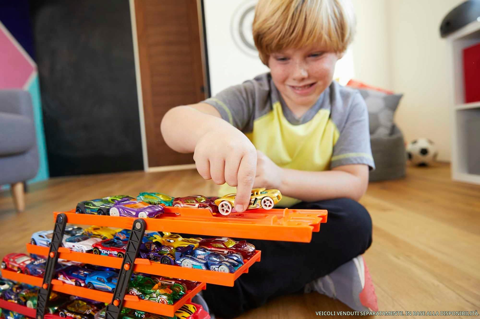Hot Wheels Mega Trasportatore con Livelli Espandibili, Porta Fino a 50 Macchinine, Gioco per Bambini di 3+Anni, GWT37, Imballaggio Sostenibile