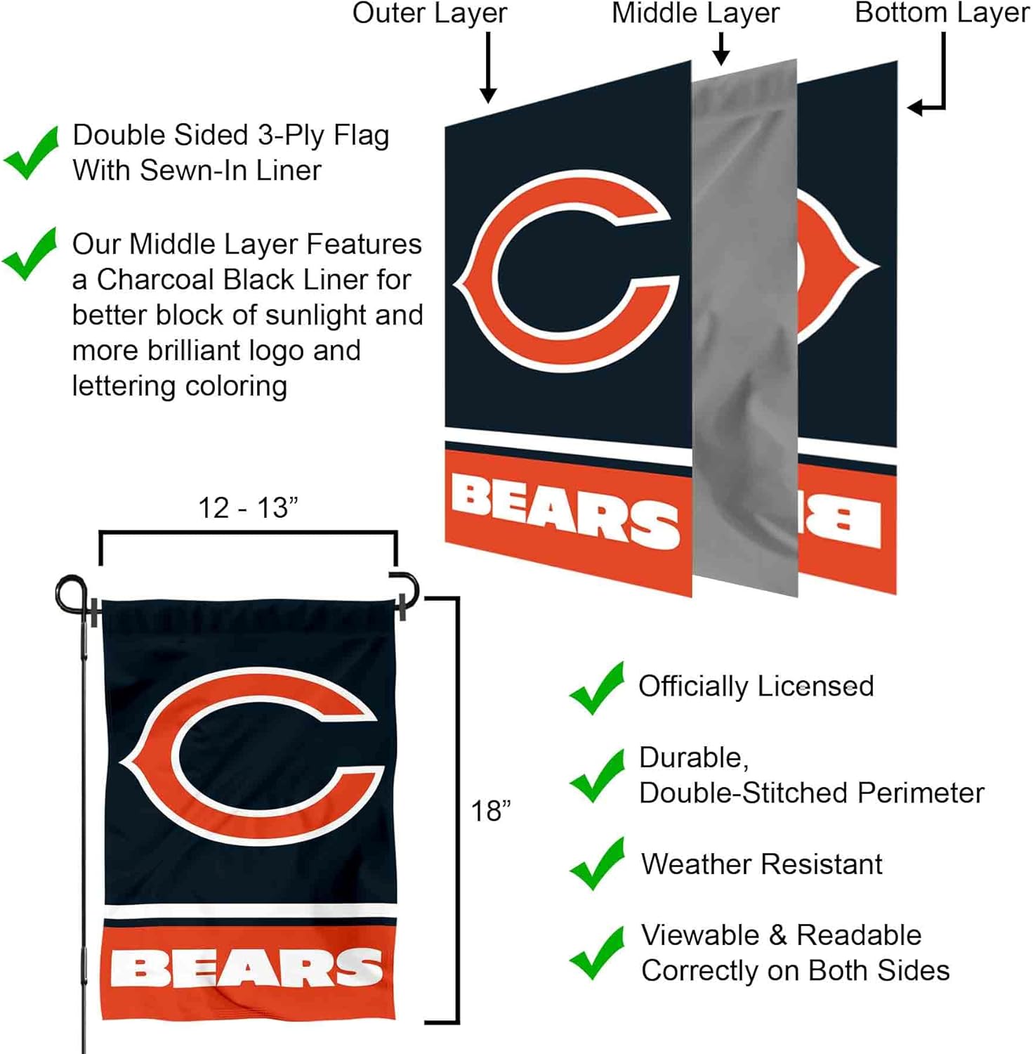 Chicago Bears C Logo Double Sided Garden Flag - Image 6
