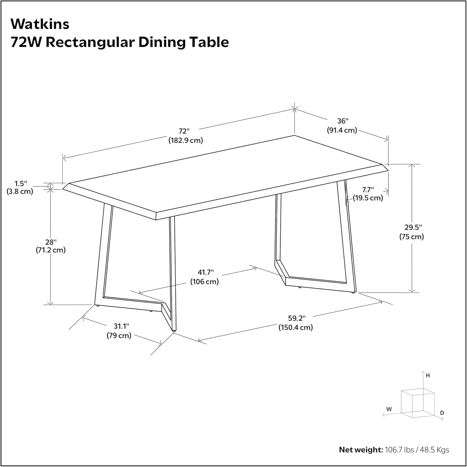 SIMPLIHOME Watkins Dining Table - 72 inch Wide Solid Mango Wood Table in Pecan Brown, Modern Industrial Style for Dining Room or Kitchen with Charcoal Powder-Coated Inverted Metal Legs, Seats 6