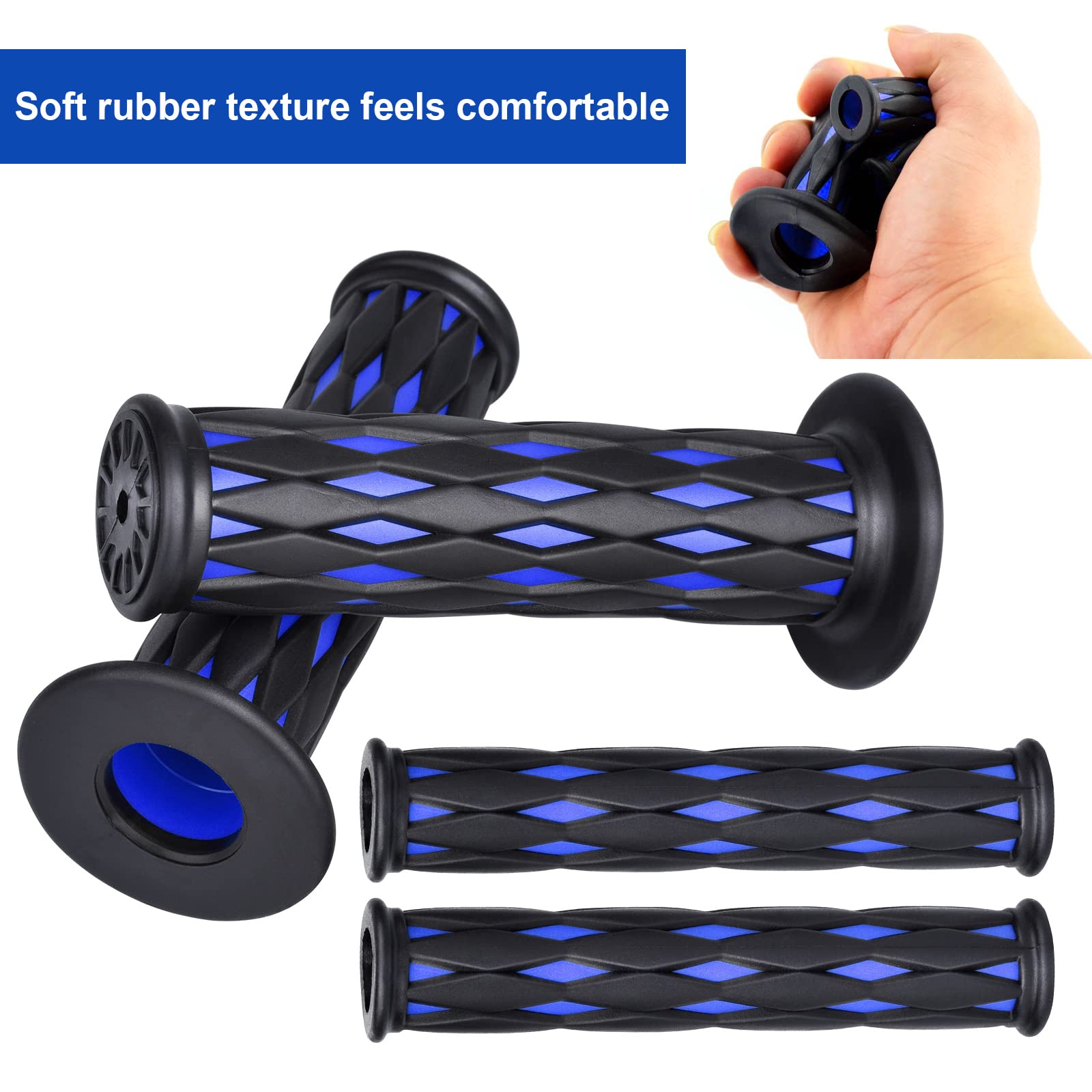 Dannisly Motorcycle Handlebar Grips - Non-Slip Rubber, 7/8" (22mm) & 1" (24mm), 120mm Length, For Dirt Bike & Cruiser, Comfort Grip Set - View #11