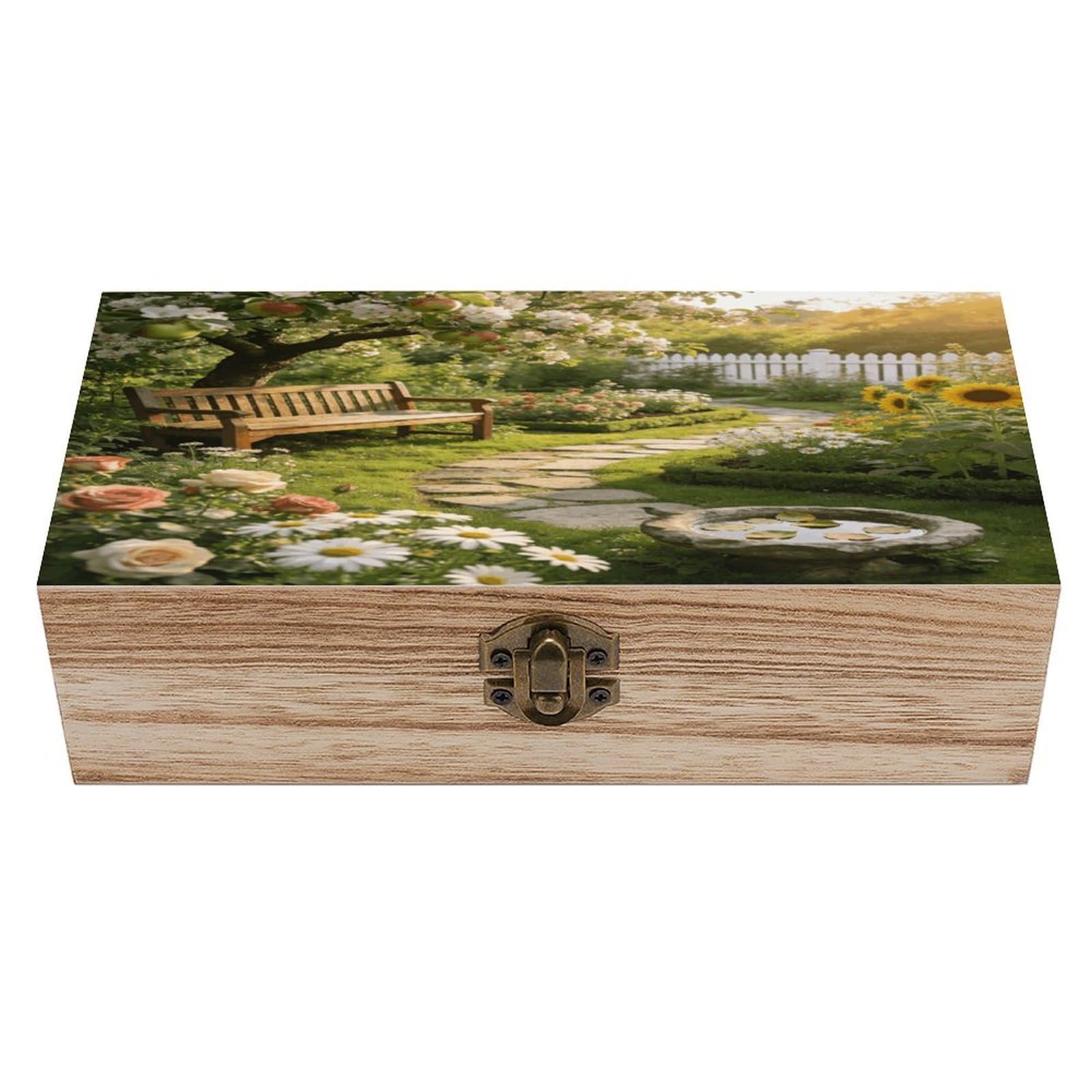 LZQPOEAS Bauerngarten Wooden Keepsake Box Wooden Storage Box Container with Hinged Lid Beautiful Wood Memory Box Decorative Jewelry Case for Crafts Art Hobbies & Trinket Storage