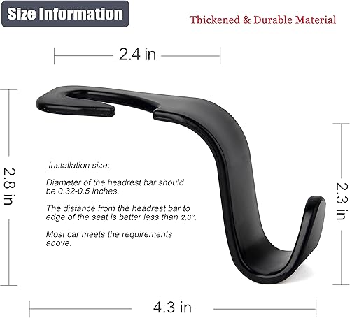 Miniatura 7 de Amooca - Gancho para reposacabezas de asiento de coche 4 unidades organizador de almacenamiento universal para bolso de mano abrigo ajuste universal