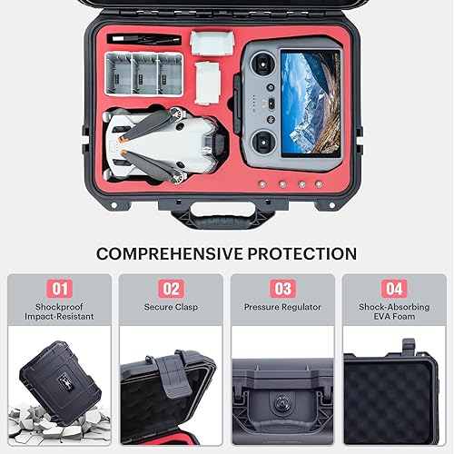 Miniatura 3 de Mini 4 Pro Estuche rígido de transporte para DJI Mini 4 ProMini 3 Pro Drone Fly More Combo Plus con controlador DJI RC 2RC-N2, bolsa impermeable