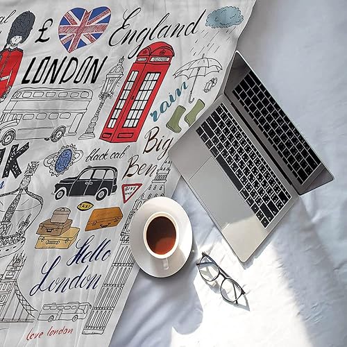 Miniatura 3 de Manta de bebé de algodón, Doodle manta de bebé personalizada, autobús de dos pisos de Londres, esponjosa y cómoda, 30 x 40 pulgadas, manta de felpa