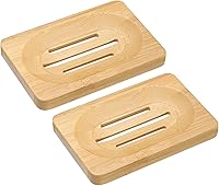 Vista 1 de uxcell Jabonera de madera, bandeja de jabón de bambú natural con autodrenante para baño, bañera, fregadero de cocina, 2