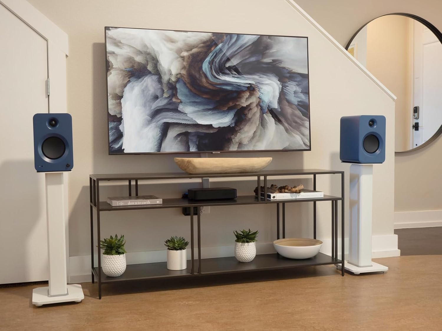 Kanto SX26 Universal Fillable Speaker Floor Stands for Bookshelf Speakers | 26" Tall | Adjustable Isolation Feet | Dedicated Cable Channel | Fill Bags & Level Incl. | Pair | White - Image 7