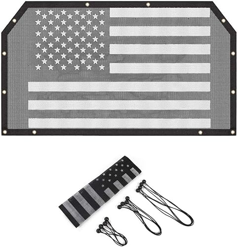 Miniatura 2 de Parasol de malla con bandera estadounidense, protección UV para Jeep Wrangler JL JLU 2018-2024 y Jeep Gladiator JT 2020-2024