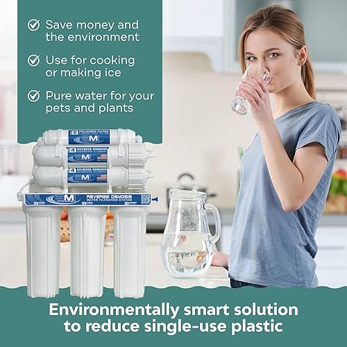 Miniatura 4 de Sistema de filtración de agua de ósmosis inversa de membranas aplicadas, sistema de filtro de agua debajo del fregadero con 5 etapas de carbono de