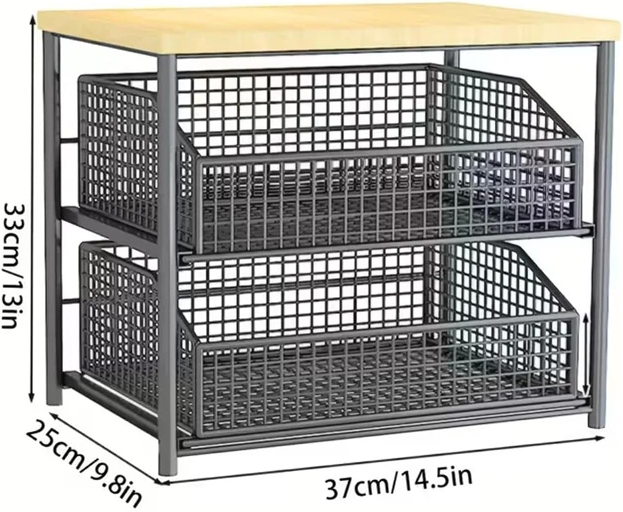 Space-Saving Multi-Layer Kitchen Countertop Storage Rack - Sturdy Organizer With Drawers & Metal Baskets(Brown)