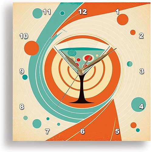 3dRose Wall Clock Silent - 15 inch - Retro Chic Salad Captured in mid-Century Style - Craftsman Studios - Mid-Century Modern