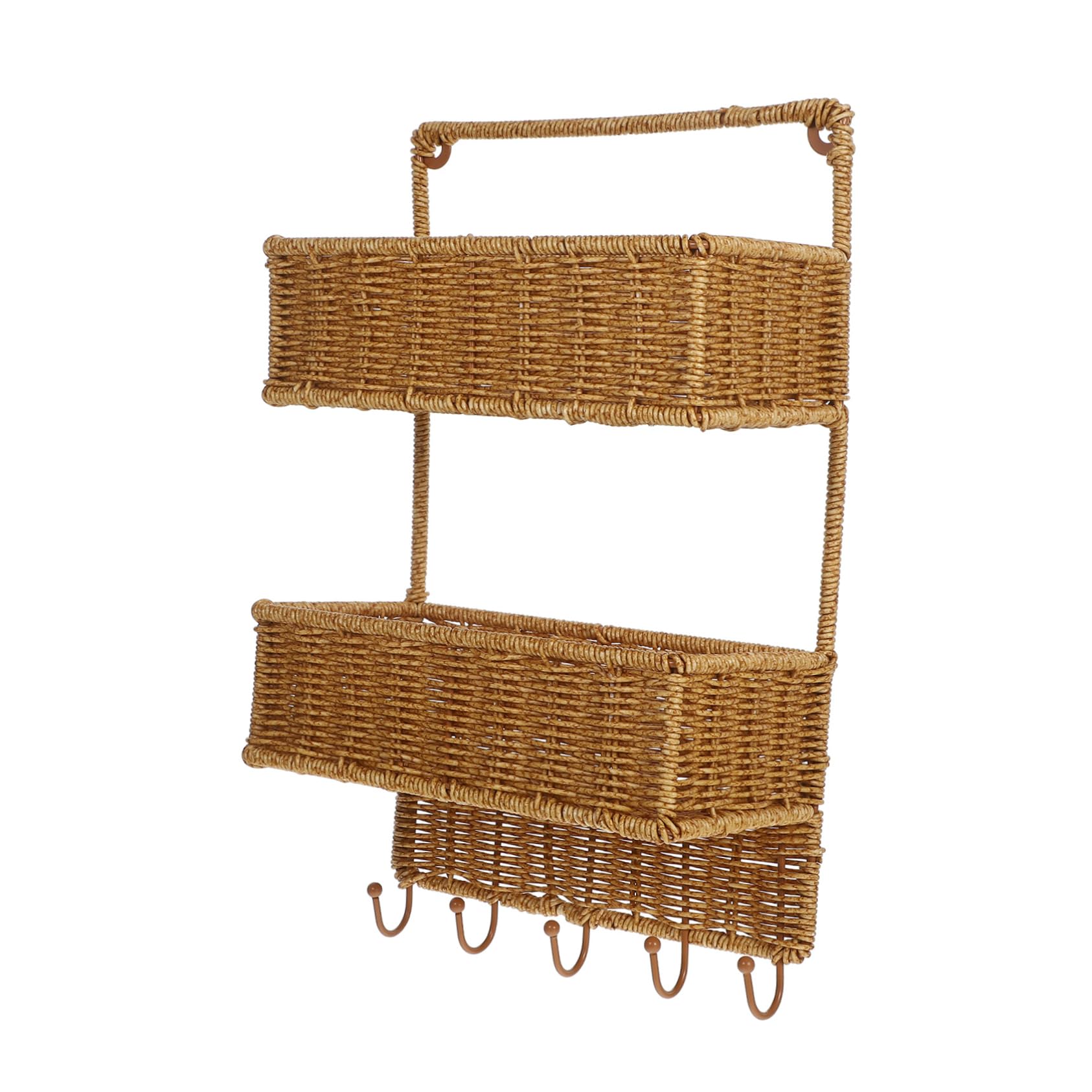 Garneck Hanging Woven Wall Basket Multi Tiered Storage Rack for Bathroom Kitchen and More Material with Sleek Minimalist Design Versatile Organizer for Essentials