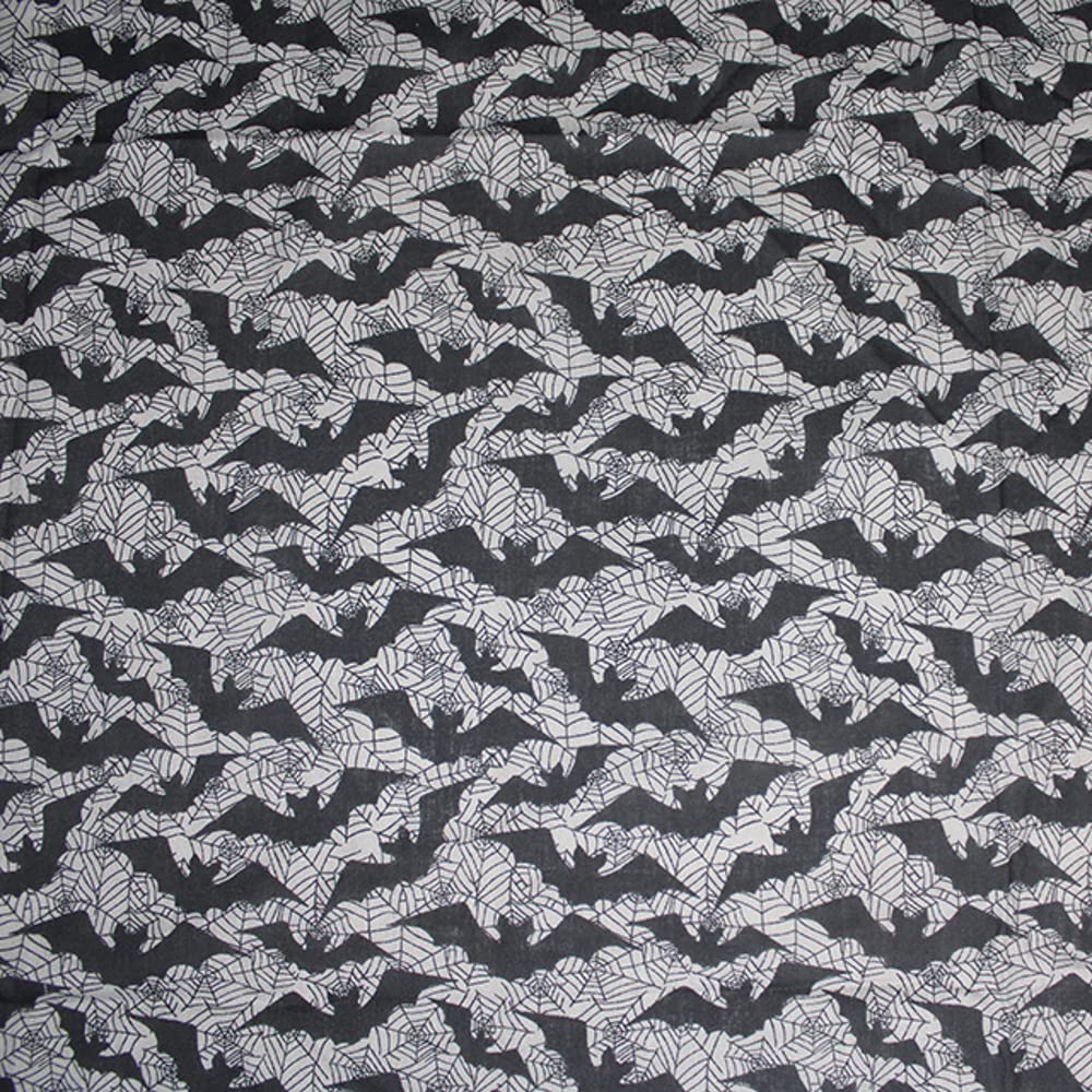 Oh Sew Crafty Limited Grey Polycotton Fabric Halloween Spooky Bats Spider Webs Horror - Per Metre (Grey)