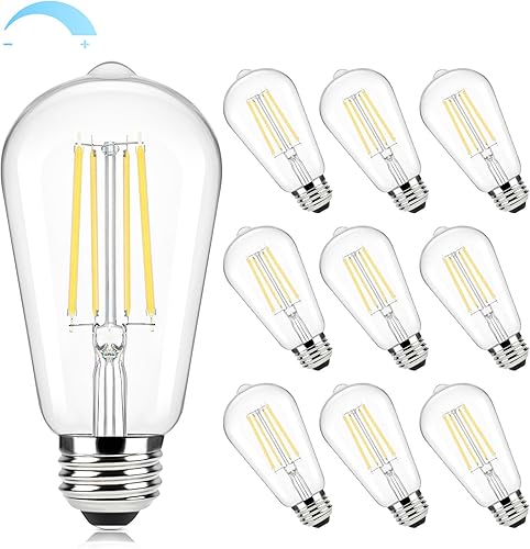 Miniatura 14 de Brightever Paquete de 6 bombillas LED regulables equivalentes a 60 W, bombillas Edison vintage, 2700 K blanco cálido ST58 7 W, bombilla LED súper